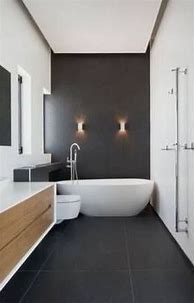 Image result for Bathroom Floor Tile Black Cabinets