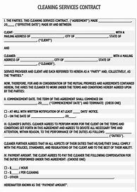 Image result for Cleaning Service Contract Form