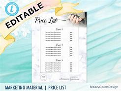 Image result for Nail Salon Price List Template Free Editable
