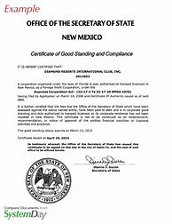 Image result for New Mexico Certificate of Good Standing Long