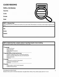 Image result for Close-Reading Template
