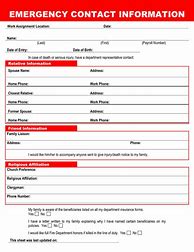 Image result for Emergency Contact Form Template