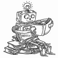Image result for Robot Reading a Book Black and White
