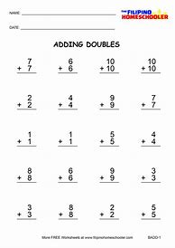 Image result for Double Addition Math Worksheets
