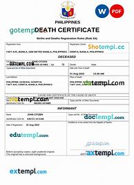 Image result for Death Certificate Philippines Sample