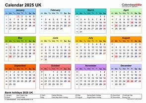 Image result for Calendar 2025 UK Printable Free