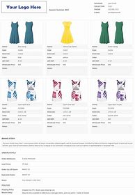 Image result for Product Line Sheet Template
