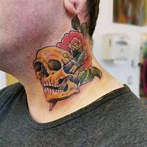 Image result for Skull Rose Neck Tattoo