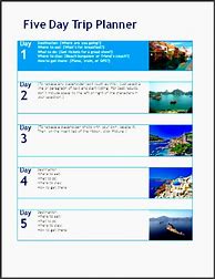 Image result for 5 Day Trip Planner Template