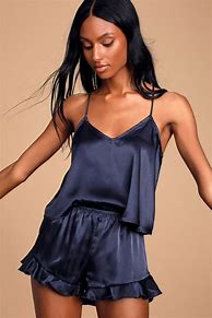 Image result for Navy Blue Silk Pajamas