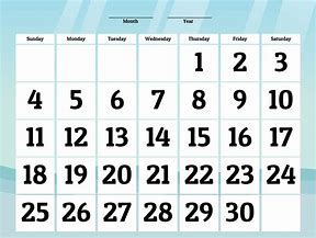 Image result for Generic 30-Day Calendar