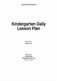 Image result for Kindergarten Daily Lesson Plan