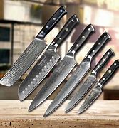 Image result for Damascus Kitchen Knife Set