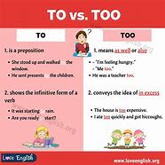 Image result for To versus Too