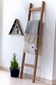 Image result for Wall Mounted Wooden Ladder Blanket Holder