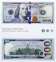 Image result for New 100 Dollar Bill Accurate Front