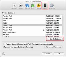 Image result for Delete Backup in Device Preferences in iTunes