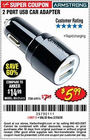 Image result for Car Phone Charger Harbor Freight