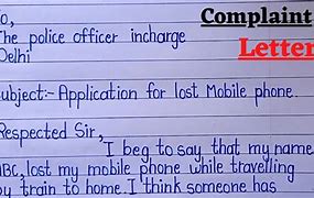 Image result for Mobile Phone Missing Complaint Letter