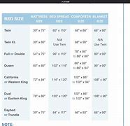 Image result for Bed Linen Sizes Chart