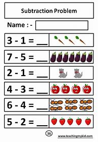 Image result for Easy Subtraction Worksheets 1st Grade