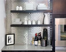 Image result for Stainless Steel Kitchen Wall Tile Backsplash