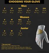 Image result for Junior Golf Glove Size Chart