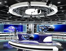 Image result for Modern TV News Set with Freestanding Screens