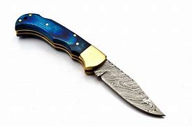 Image result for Blue Damascus Knife