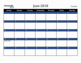 Image result for June 2018 Calendar Canada