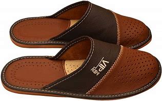 Image result for Leather House Slippers Men
