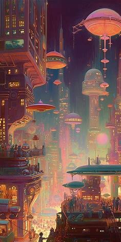 Festive sci-fi metropolis in 2024 | Futuristic art, Sci fi wallpaper, Cyberpunk city