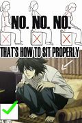 Image result for L Death Note Sitting Position Meme