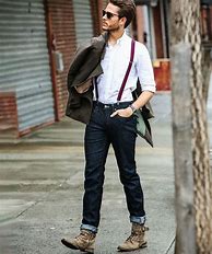 Image result for Outfits with Suspenders for Men
