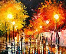 Image result for Rainy Night Painting