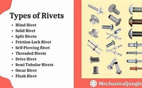 Image result for Labelled Diagram of Different Types of Rivets