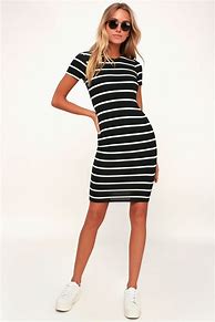 Image result for Black and White Striped Dress
