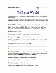 Image result for Will vs Would Exercises