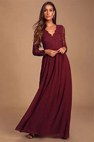 Image result for Burgundy Long Sleeve Maxi Dress