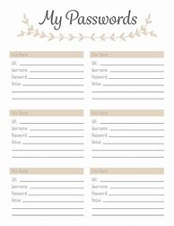 Image result for Password Template Printable PDF