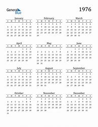 Image result for 1976 Calendar by Month
