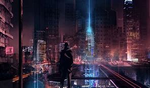 Image result for Futuristic Cyberpunk Anime City Night