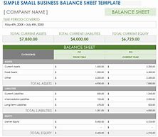 Image result for Business Balance Sheet Template