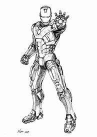 Image result for Iron Man Black and White Sketch