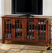 Image result for TV Stand with Mission Style Glass Doors