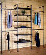 Image result for Industrial Clothing Rack with Shelves