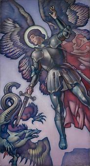 Image result for Who Painted 1896 Painting of Saint Michael Killing Dragon in France