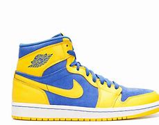 Image result for Blue and Yellow Nike Air Jordan's