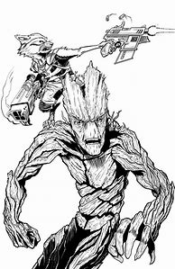 Image result for Guardians of the Galaxy Groot Black and White