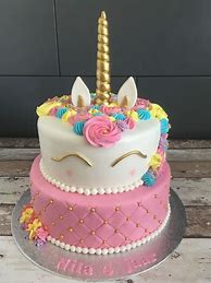 Image result for Two Layer Light Blue Unicorn Cake